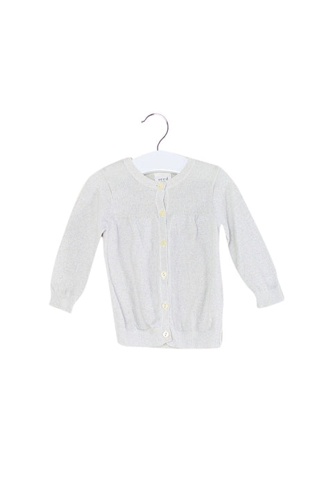 A Silver Cardigans from Seed in size 3-6M for girl. (Front View)