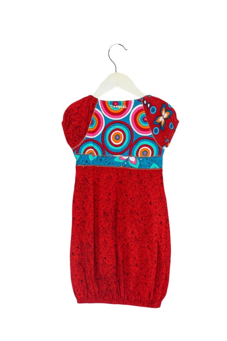 A Red Short Sleeve Dresses from Desigual in size 4T for girl. (Back View)