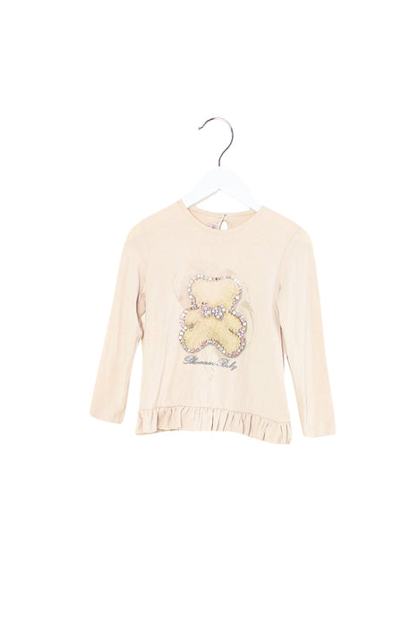 A Beige Long Sleeve Tops from Blumarine in size 2T for girl. (Front View)
