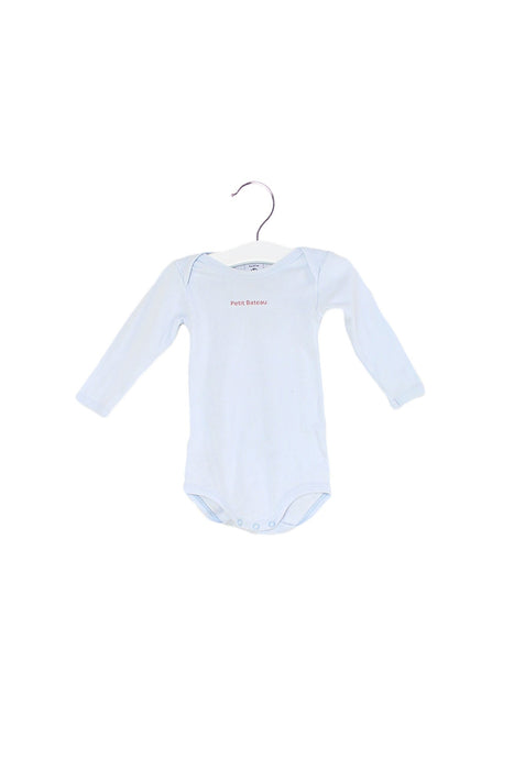 A Blue Long Sleeve Bodysuits from Petit Bateau in size 3-6M for boy. (Front View)