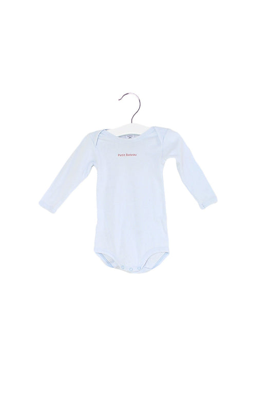 A Blue Long Sleeve Bodysuits from Petit Bateau in size 3-6M for boy. (Front View)
