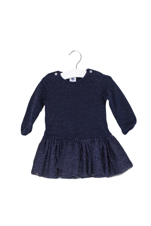 A Navy Long Sleeve Dresses from Petit Bateau in size 3-6M for girl. (Front View)