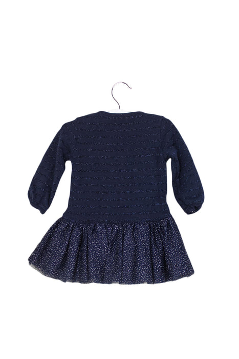 A Navy Long Sleeve Dresses from Petit Bateau in size 3-6M for girl. (Back View)