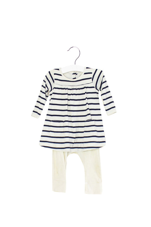A Navy Dress Sets from Petit Bateau in size 3-6M for girl. (Front View)