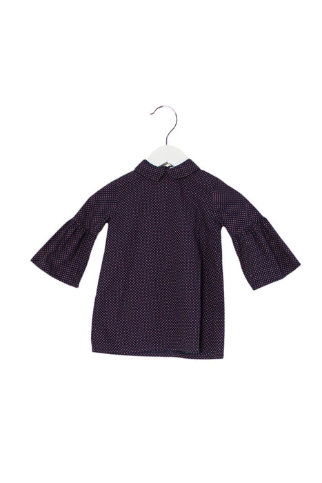 A Navy Long Sleeve Dresses from Laranjinha in size 12-18M for girl. (Front View)