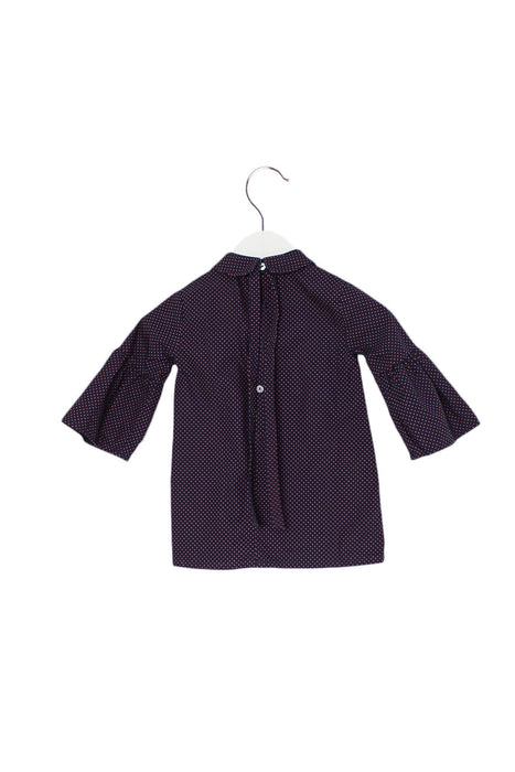 A Navy Long Sleeve Dresses from Laranjinha in size 12-18M for girl. (Back View)