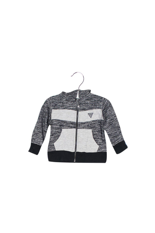 A Grey Zippered Sweatshirts from Guess in size 3-6M for boy. (Front View)