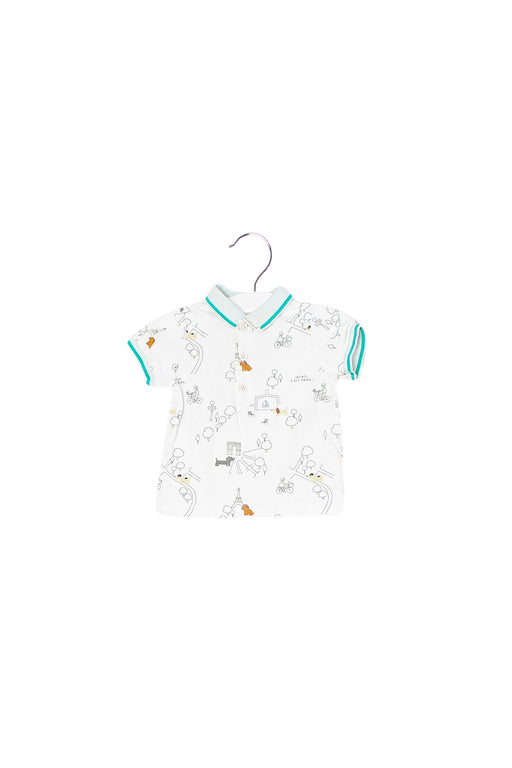 A White Short Sleeve Polos from Jacadi in size 3-6M for boy. (Front View)