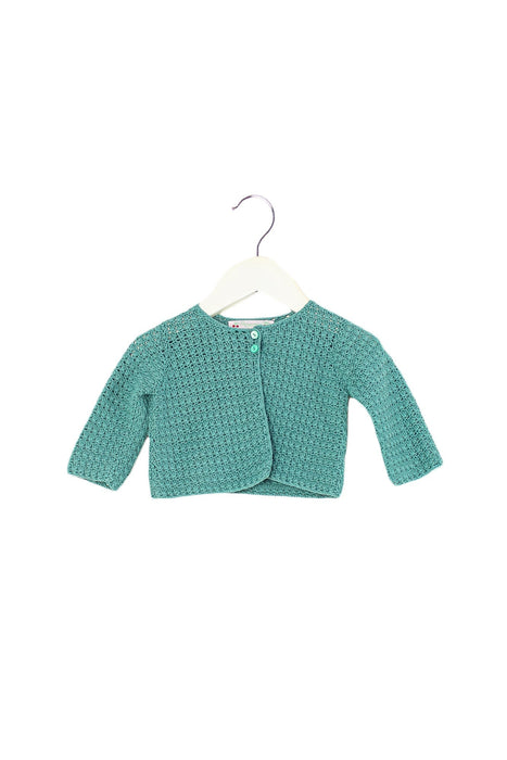 A Teal Cardigans from Bonpoint in size 6-12M for girl. (Front View)