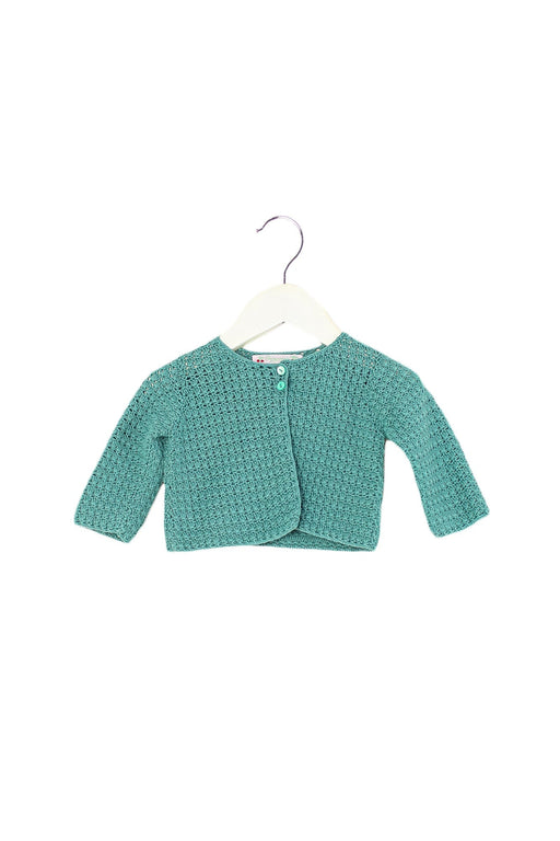A Teal Cardigans from Bonpoint in size 6-12M for girl. (Front View)