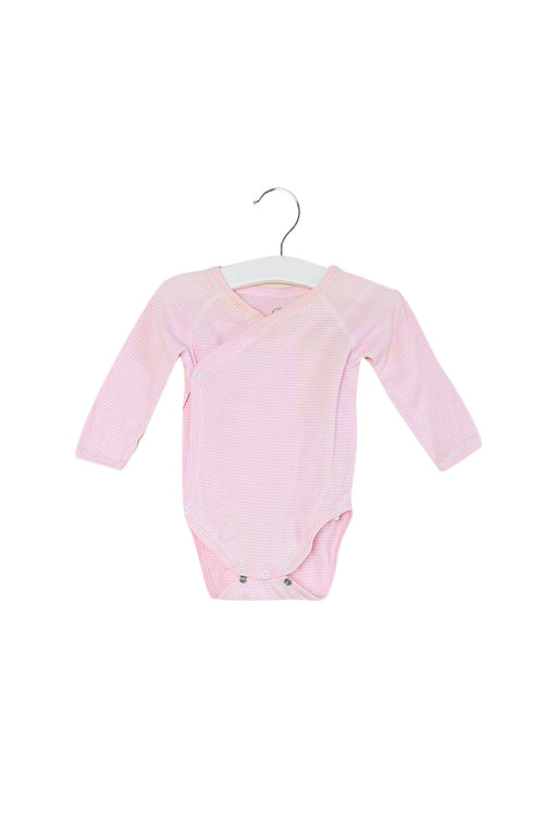 A Pink Long Sleeve Bodysuits from Petit Bateau in size 3-6M for girl. (Front View)