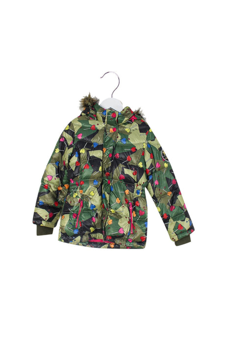 A Green Puffer/Quilted Jackets from Diesel in size 4T for girl. (Front View)
