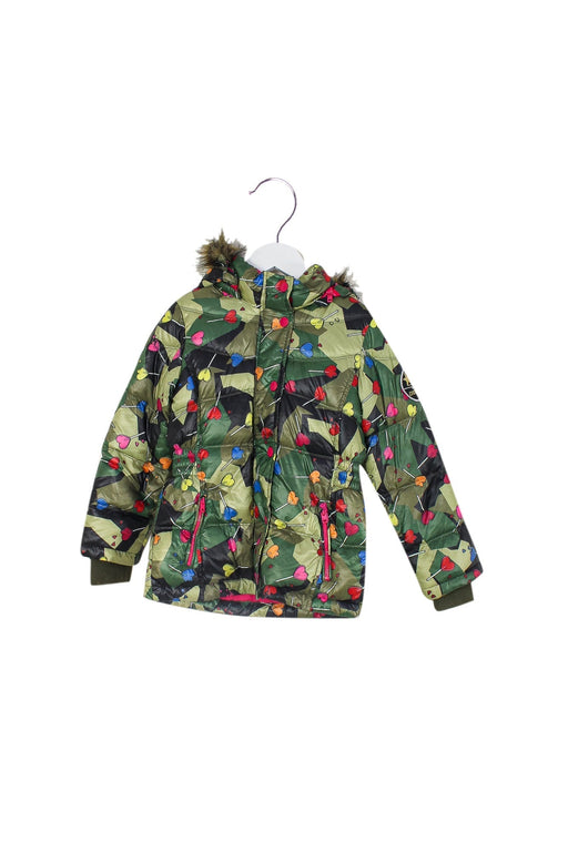 A Green Puffer/Quilted Jackets from Diesel in size 4T for girl. (Front View)