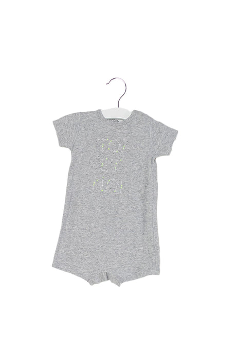 A Grey Short Sleeve Rompers from Bonpoint in size 3-6M for girl. (Front View)