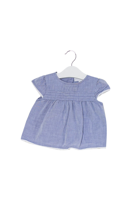 A Blue Short Sleeve Dresses from The Little White Company in size 3-6M for girl. (Front View)