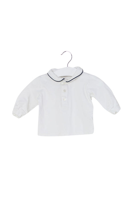 A White Long Sleeve Polos from La Stupenderia in size 3-6M for boy. (Front View)