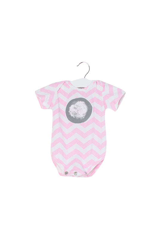 A Pink Short Sleeve Bodysuits from and the little dog laughed in size 0-3M for girl. (Front View)