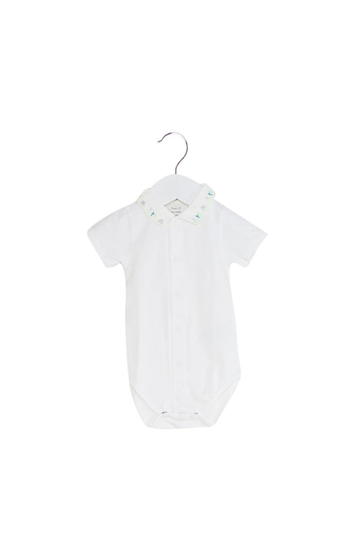 A White Short Sleeve Bodysuits from Knot in size 0-3M for girl. (Front View)
