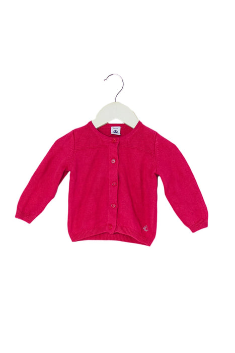 A Pink Cardigans from Petit Bateau in size 6-12M for girl. (Front View)