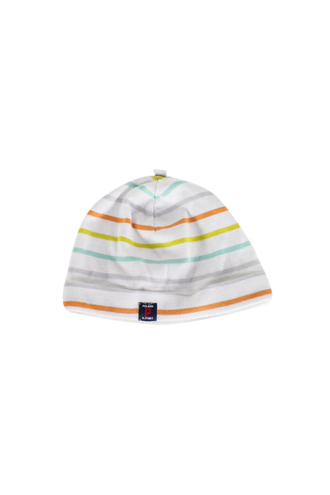 A Ivory Beanies from Polarn O. Pyret in size 3-6M for neutral. (Front View)