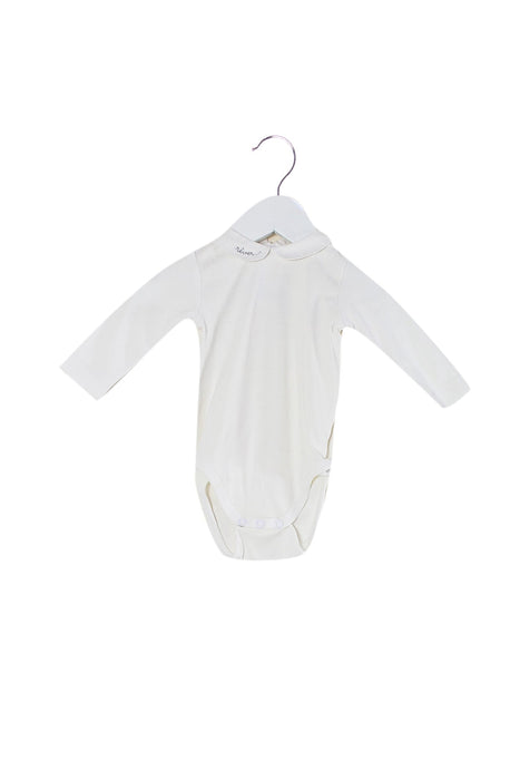 A White Long Sleeve Bodysuits from Jacadi in size 0-3M for girl. (Front View)