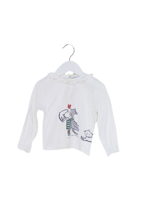 A White Long Sleeve Tops from Petit Bateau in size 6-12M for girl. (Front View)