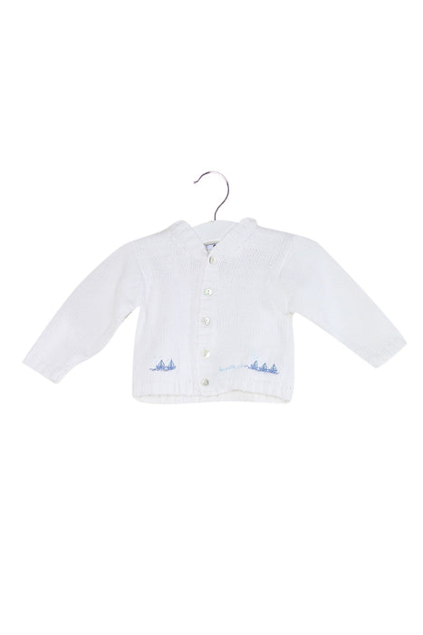 A White Cardigans from Jacadi in size 3-6M for girl. (Front View)