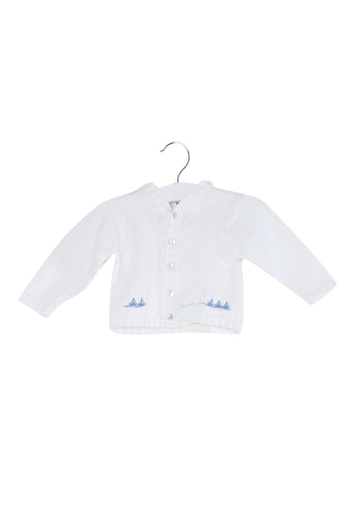 A White Cardigans from Jacadi in size 3-6M for girl. (Front View)