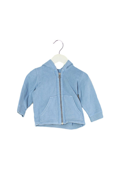 A Blue Zippered Sweatshirts from Petit Bateau in size 6-12M for neutral. (Front View)