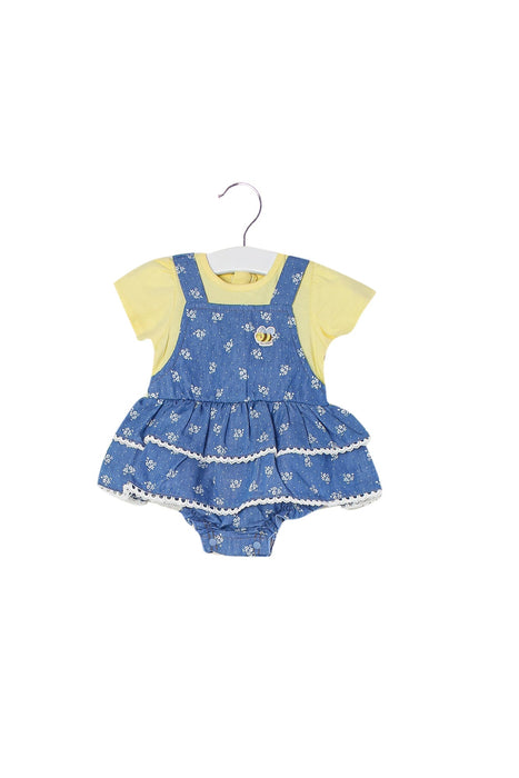 A Blue Short Sleeve Bodysuits from Chickeeduck in size 0-3M for girl. (Front View)
