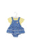 A Blue Short Sleeve Bodysuits from Chickeeduck in size 0-3M for girl. (Front View)