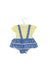 A Blue Short Sleeve Bodysuits from Chickeeduck in size 0-3M for girl. (Back View)