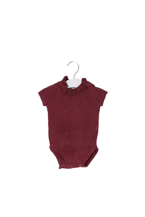 A Burgundy Short Sleeve Bodysuits from Seed in size 0-3M for girl. (Front View)