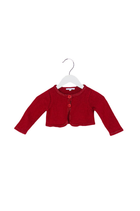 A Red Cardigans from Jacadi in size 6-12M for girl. (Front View)