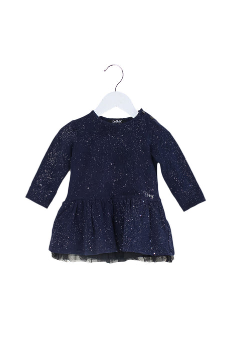A Navy Long Sleeve Dresses from DKNY in size 6-12M for girl. (Front View)