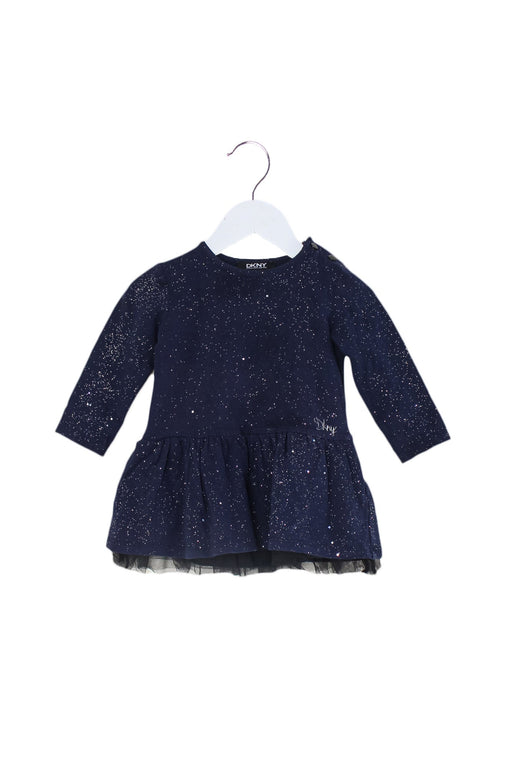A Navy Long Sleeve Dresses from DKNY in size 6-12M for girl. (Front View)