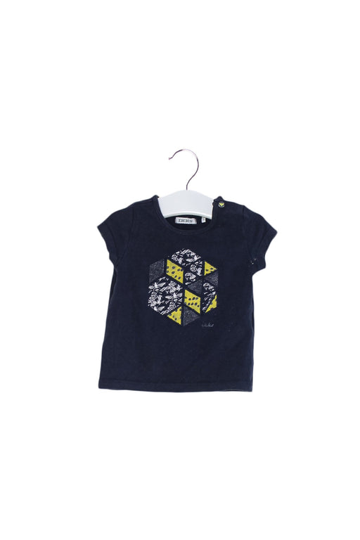 A Navy Short Sleeve T Shirts from IKKS in size 6-12M for girl. (Front View)