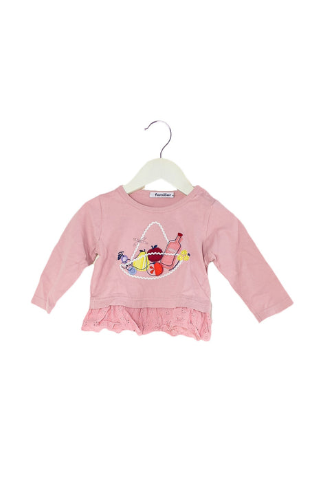 A Pink Long Sleeve Tops from Familiar in size 12-18M for girl. (Front View)