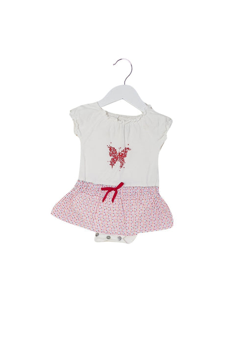 A White Short Sleeve Bodysuits from and the little dog laughed in size 3-6M for girl. (Front View)