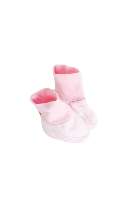 A Pink Booties from Steiff in size 6-12M for girl. (Front View)