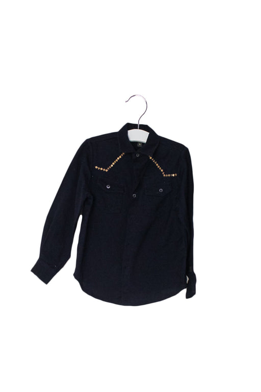 A Navy Long Sleeve Polos from Velveteen in size 3T for girl. (Front View)