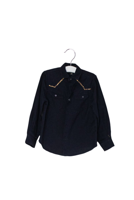 A Navy Long Sleeve Polos from Velveteen in size 3T for girl. (Back View)