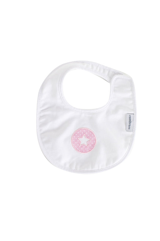 A Pink Bibs from Cambrass in size 0-3M for girl. (Front View)