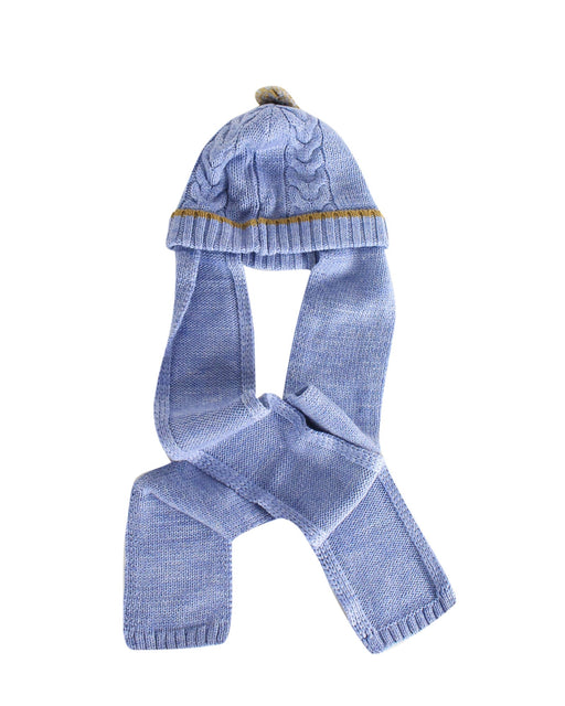 A Blue Winter Hats from Jacadi in size 6-12M for girl. (Front View)