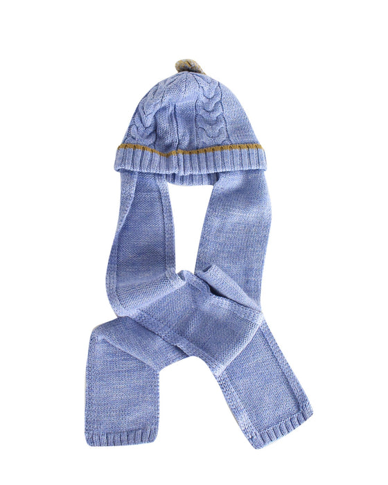 A Blue Winter Hats from Jacadi in size 6-12M for girl. (Front View)