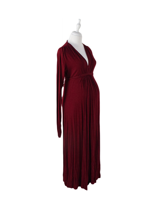 A Burgundy Long Sleeve Dresses from Olian in size XS for maternity. (Front View)