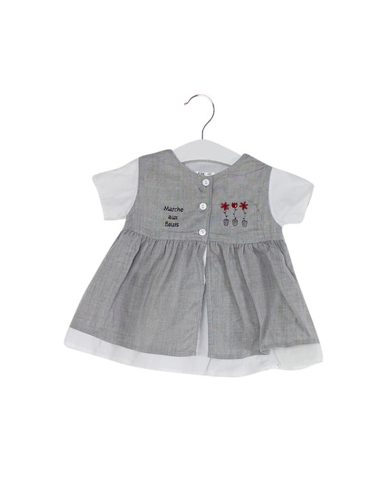 A Grey Short Sleeve Dresses from Kingkow in size 3-6M for girl. (Front View)