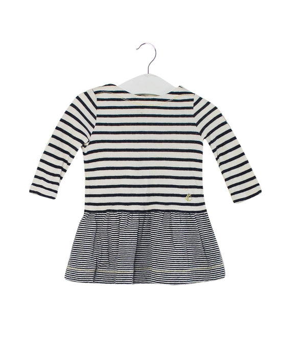 A Navy Long Sleeve Dresses from Petit Bateau in size 3-6M for girl. (Front View)