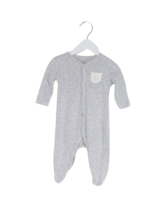 A Grey Bodysuits from Mori in size 0-3M for neutral. (Front View)