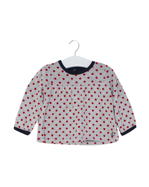 A Grey Long Sleeve Tops from Petit Bateau in size 6-12M for girl. (Front View)